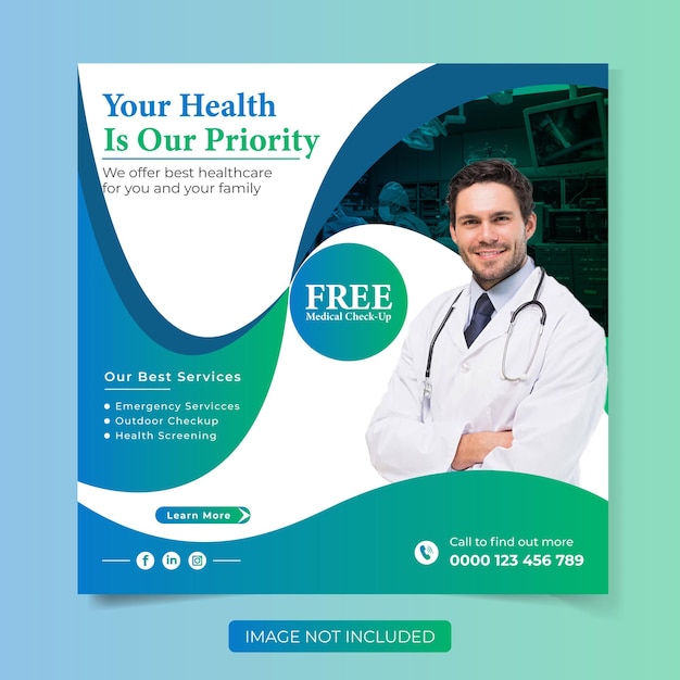 Modern medical healthcare social media post template