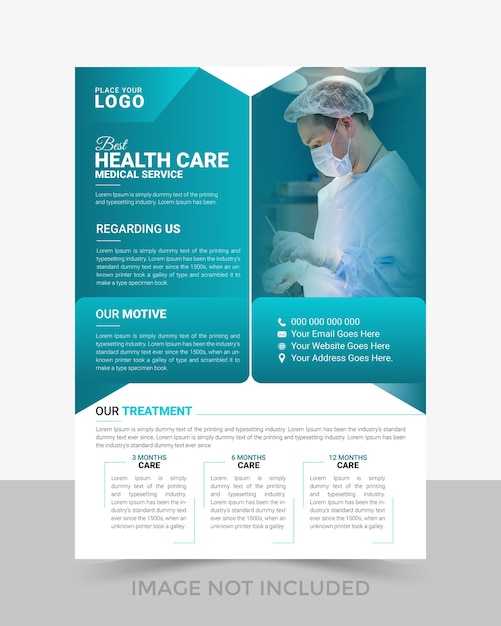 Vector modern medical hospital healthcare flyer design template layout