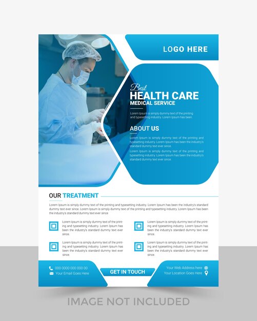 Vector modern medical hospital healthcare flyer design template layout