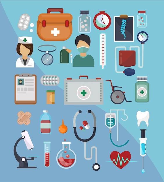 Modern medical icons in the flat style vector illustration