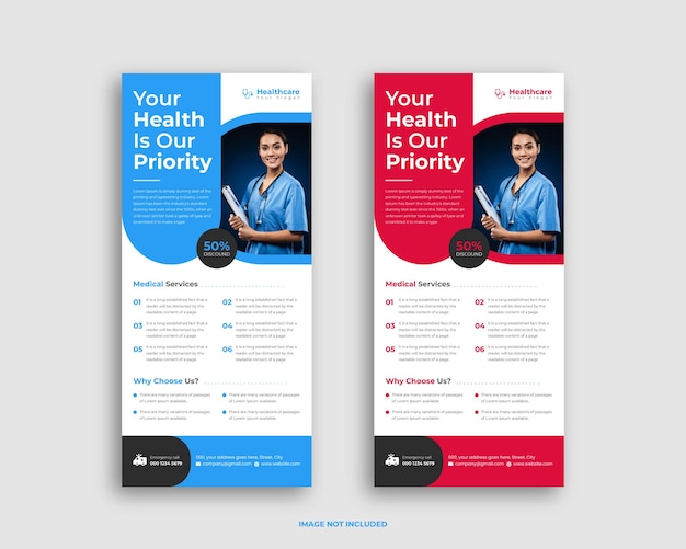 Modern medical rack card or dl flyer templates design