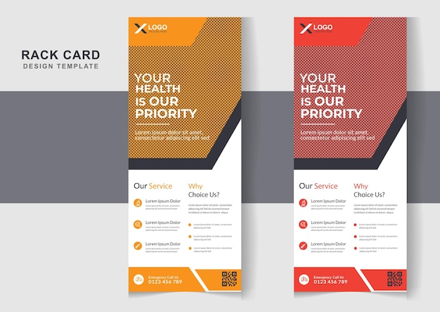現代の医療ラックカードまたはdlチラシデザイン編集可能なテンプレート