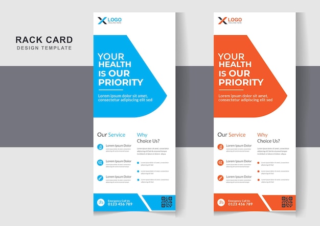 ベクトル 現代の医療ラックカードまたはdlチラシデザイン編集可能なテンプレート