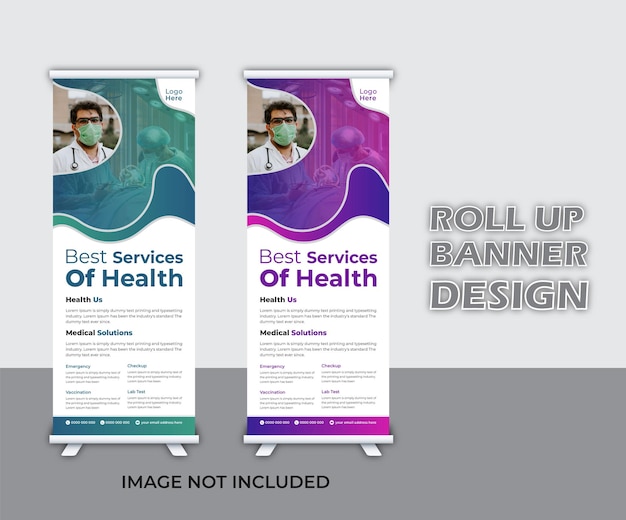 Modern Medical Roll Up Banner Design Template.