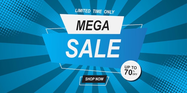 Modern Mega sale banner composition with abstract vector flat discount background template