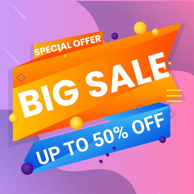 modern mega sale banner composition with flat discount background template abstract vector