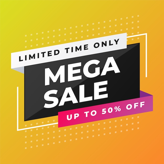 Modern mega sale banner design  on yellow