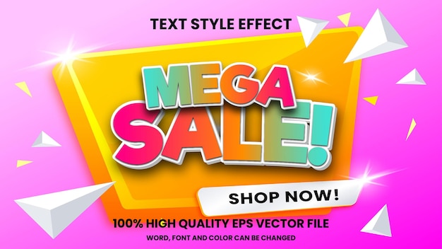 Modern mega sale banner with editable text effect