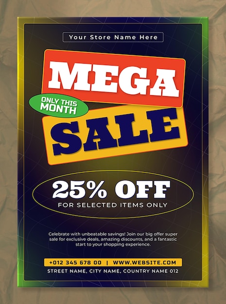 Modern mega sale limited offer discount flyer poster