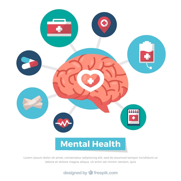 Vector modern mental health concept with flat design