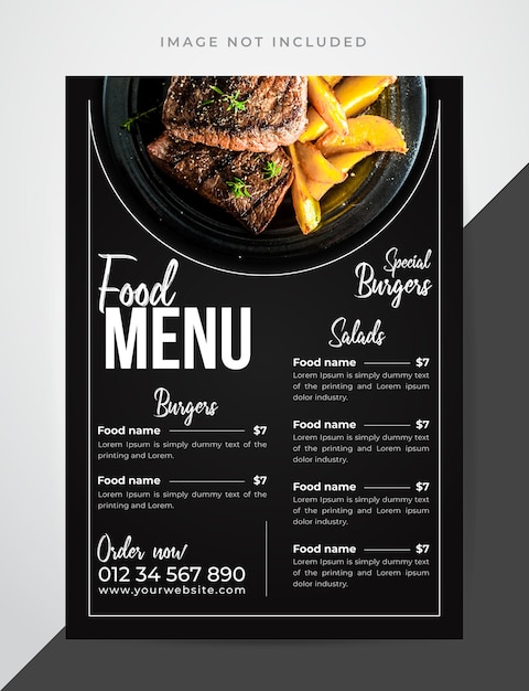 Vettore modello di menu moderno per ristorante fast food