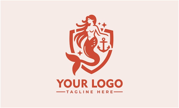 Современная русалка Анкерная красота Логотип Геральдический дизайн Поощряющий доверие и качество Идеальный для права Финансы