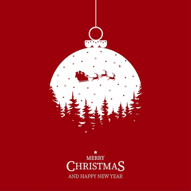 Modern merry christmas background with modern design Christmas red card with bauble and Santa Claus