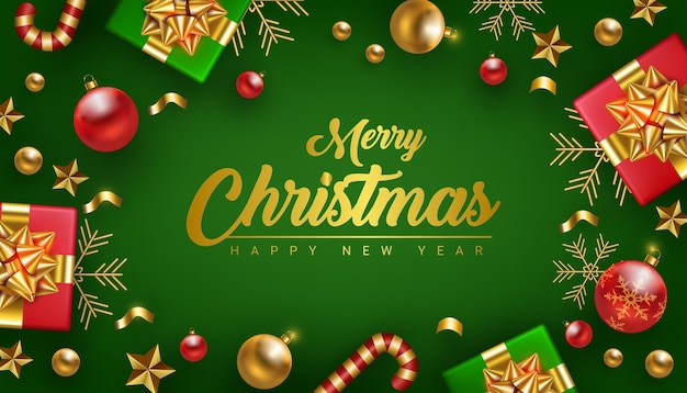 Modern merry christmas and happy new year banner design