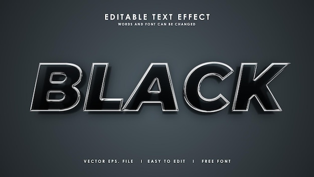 Modern Metallic Dark Black Editable 3D Text Effect