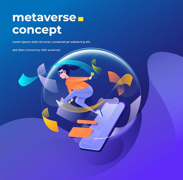 Modern metaverse illustration with a clean illustration vector eps