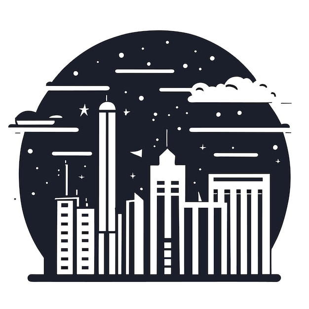 Vector modern metropolis night cityscape cartoon vector