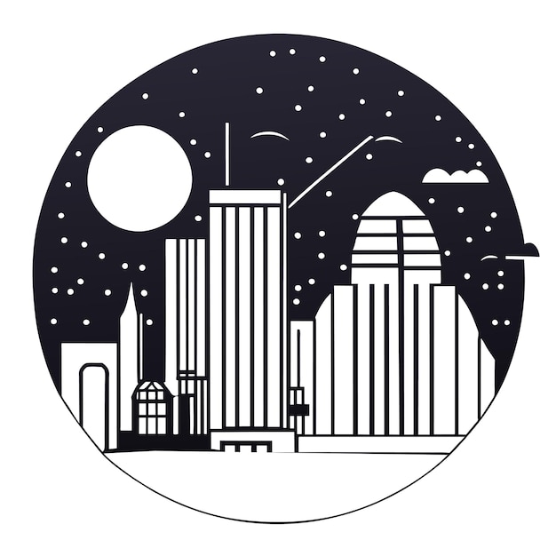 Vector modern metropolis night cityscape cartoon vector