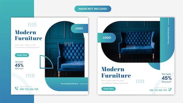 Modern meubilair social media postontwerp met luxe gradiëntvormen vector