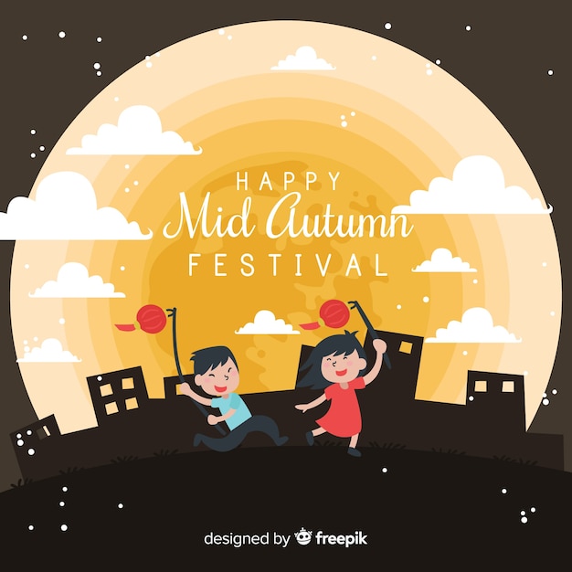 Vector modern mid autumn festival background design