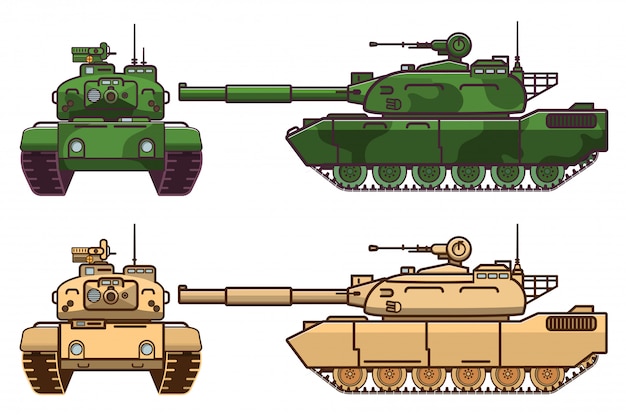 Современный военный бронированный танк с ружьем в башне.