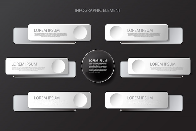 Vettore elemento di design moderno minimal nero infografica per presentazione aziendale.