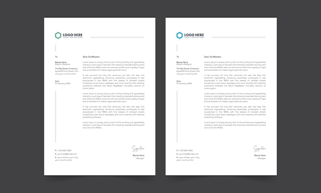 Modern and minimal business letterhead template