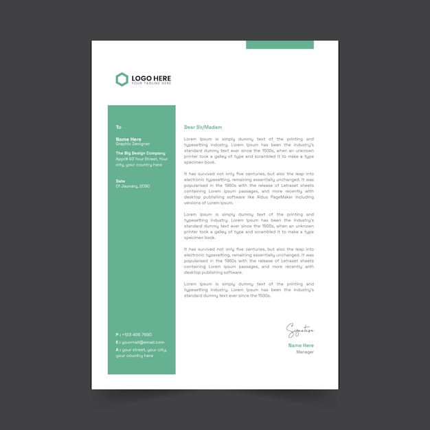 Modern and minimal business letterhead template