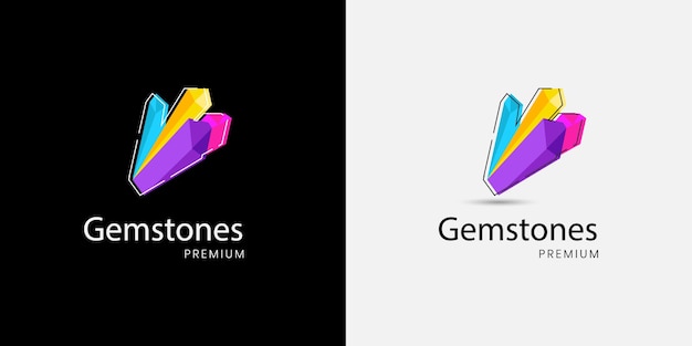 Vector modern minimal colorful gem stone logo concept