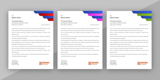 modern minimal creative unique Corporate Company business Official Letterhead design template