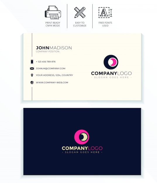 Vector modern minimal dark business card