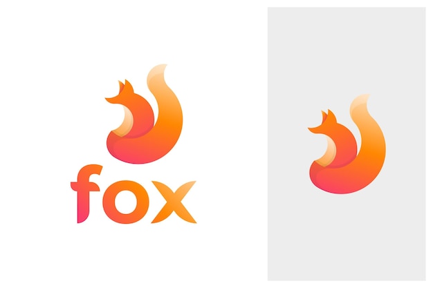 Vettore design moderno e minimale del logo della volpe con colore sfumato