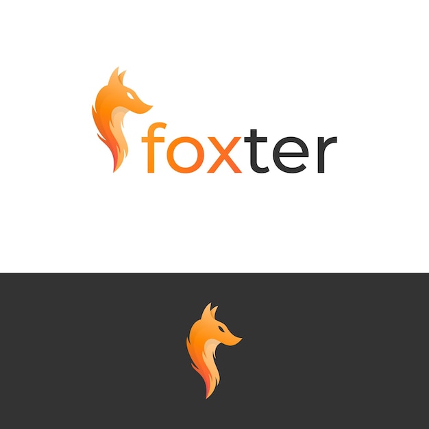 Vector modern minimal fox logo design with gradient color