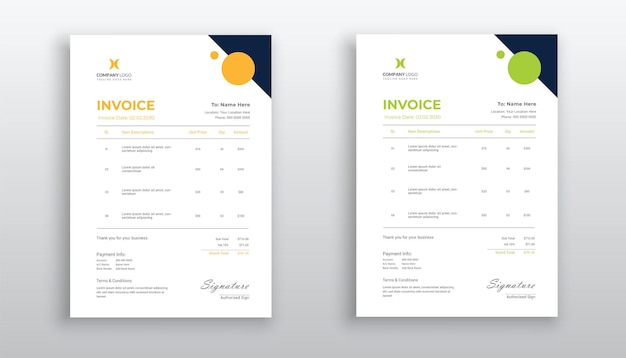 modern and minimal invoice template design