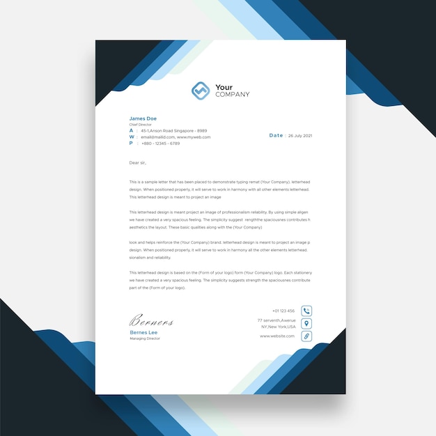 Modern minimal letterhead design template with abstract colored shapes