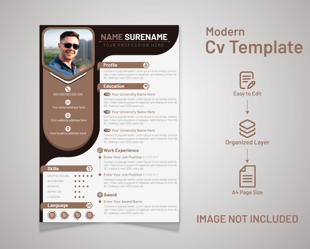 Modern minimal and professional resume cv with cover letter or cv design template vector