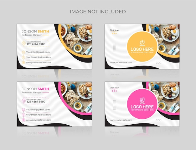 Modern minimal restaurant fast food business card or visiting card design template