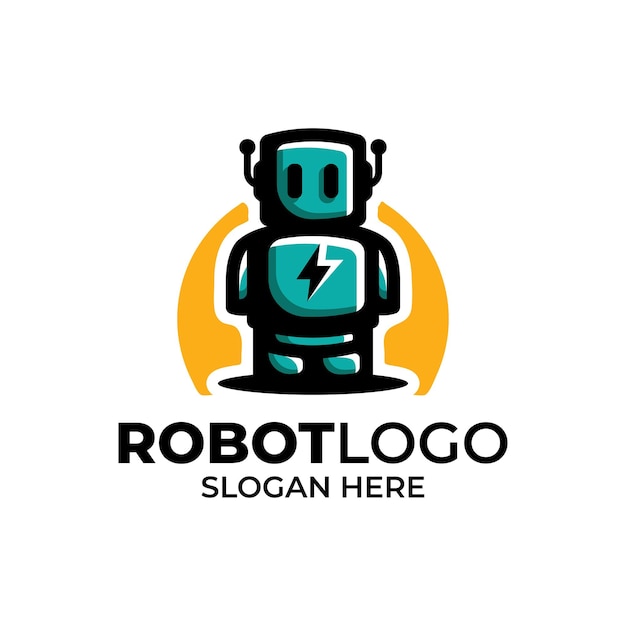 Modern minimal robot logo template