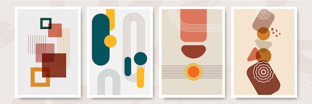 Illustrazioni estetiche astratte moderne e minimaliste decorazione murale in stile bohémien collezione di poster artistici contemporanei con forme geometriche