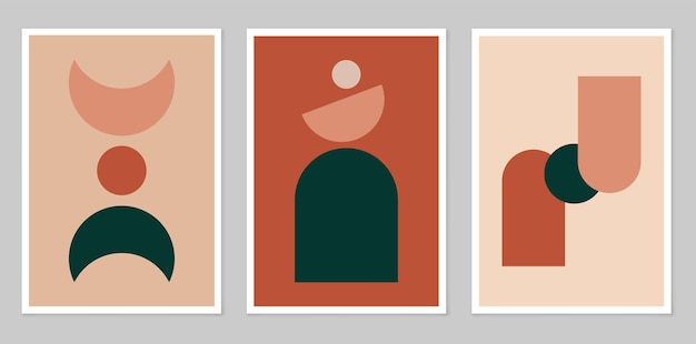 Modern minimalist abstract aesthetic illustrations Composition of simple figures