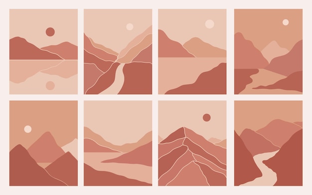 Modern minimalist abstract mountain landscapes aesthetic