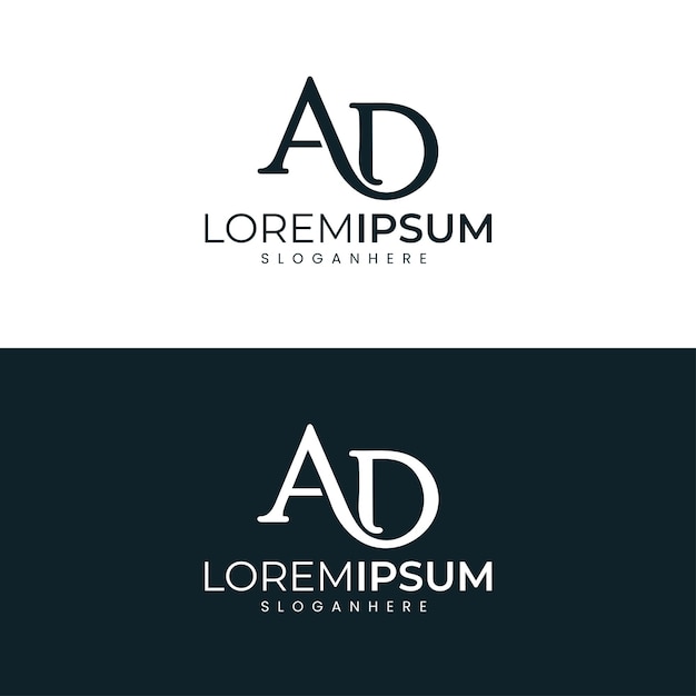 Modern Minimalist AD Letter Logo Design