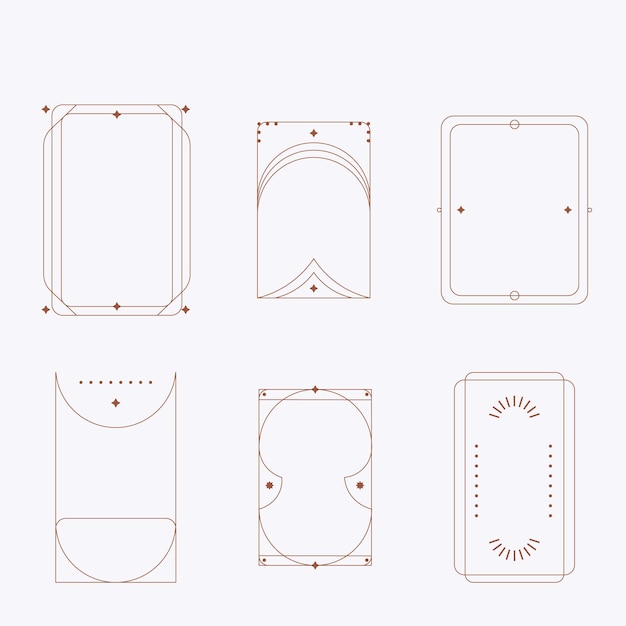 modern minimalist aesthetic line elements set with trendy linear frames with stars arch frames geo