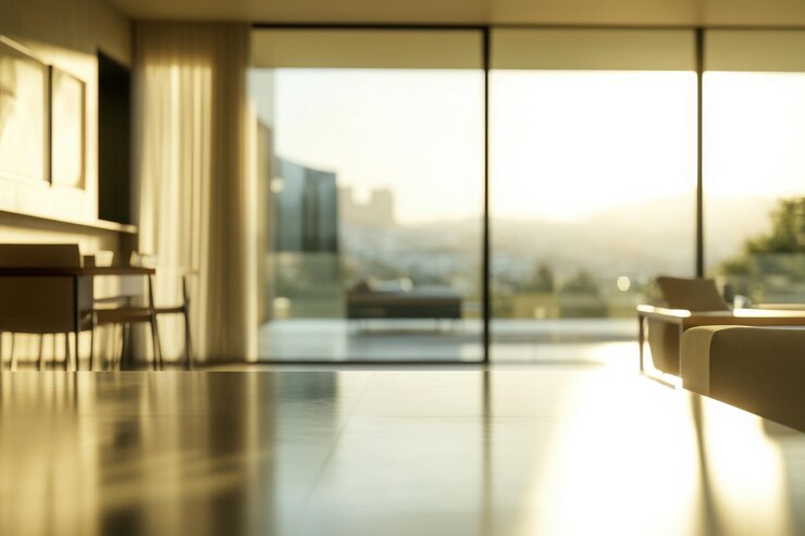 Vector modern minimalist apartment with panoramic city view