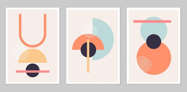 Modern minimalist art print composition of simple figures