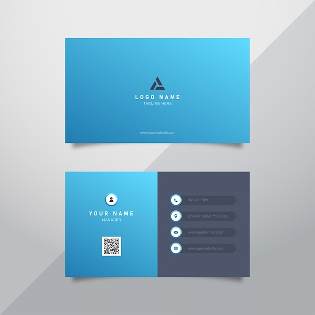 Vector modern minimalist blue business card template