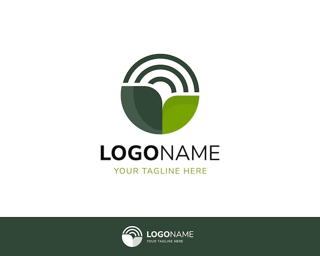 Vector modern and minimalist circle logo with two leaves