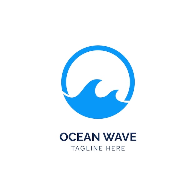 Vettore ispirazione del modello di progettazione del logo del simbolo delle onde del mare dell'oceano del cerchio minimalista moderno