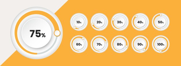 Vettore grafico di progresso circolare minimalista con percentuale per l'elemento ui