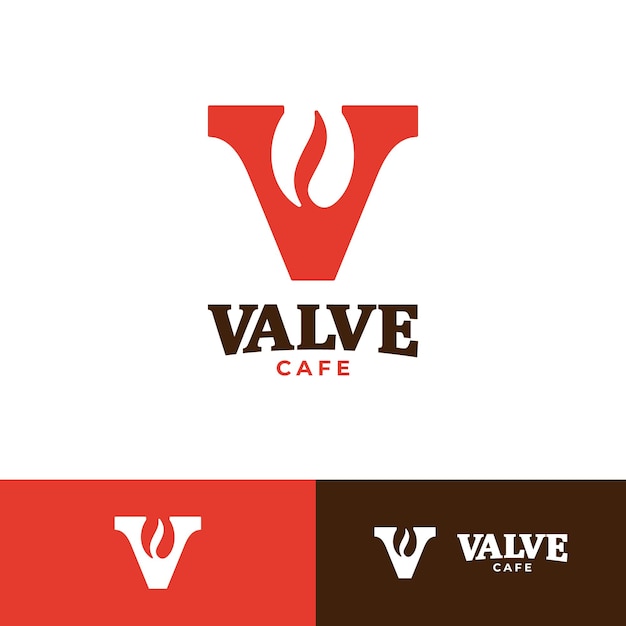 현대적이고 미니멀한 커피숍 밸브 카페 로고